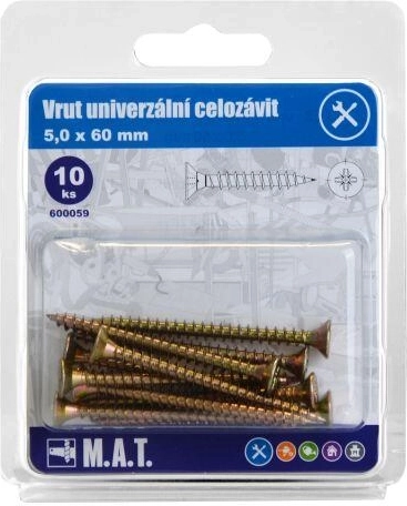 Univerzális facsavar, teljes menettel 5 × 60 mm, horganyzott, 10 db