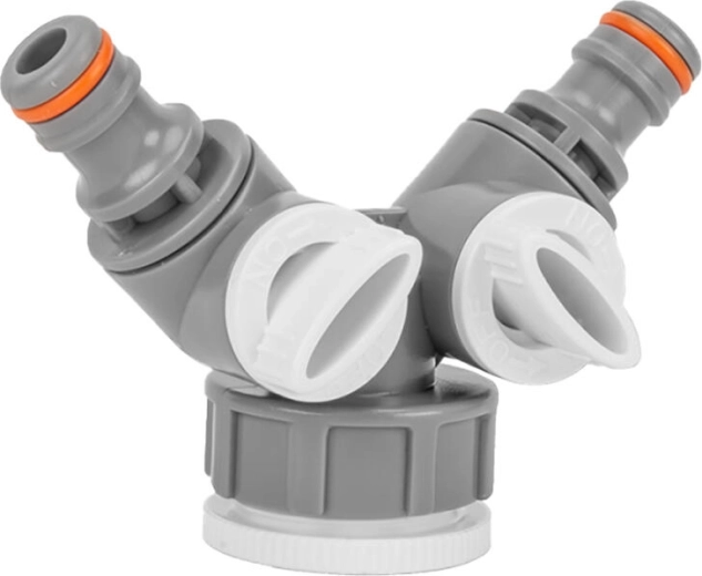 Műanyag Y-elosztó szelepekkel 1" és 3/4" gyorscsatlakozókhoz WHITE LINE