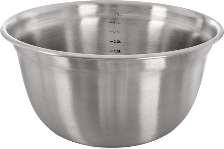 Rozsdamentes acél tál 26 cm mérőskálával
