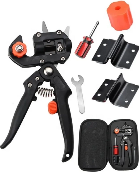 Kertészeti oltó- és szemzőolló készlet tokban