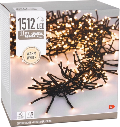 Karácsonyi LED fényfüzér 11 m, 1512 meleg fehér LED, IP44 időzítővel