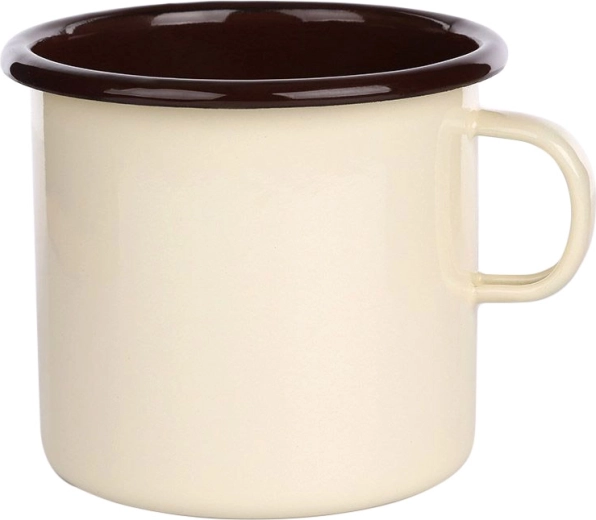 Silesia zománcozott bögre 0,45 l krémszínű, sötét belsővel