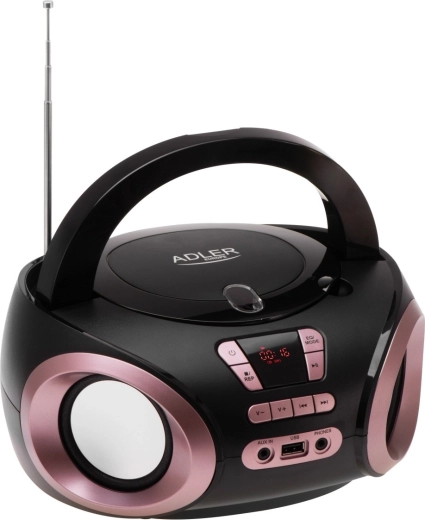 Hordozható boombox CD/MP3-mal és FM rádióval, Adler AD 1181, fekete-réz