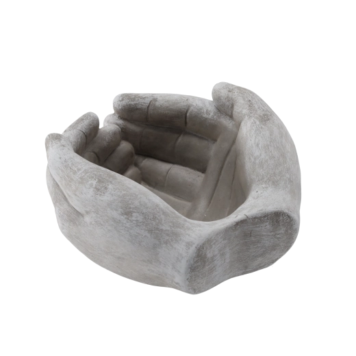 Szürke, kéz formájú cement virágtartó 20 × 20 × 11,5 cm