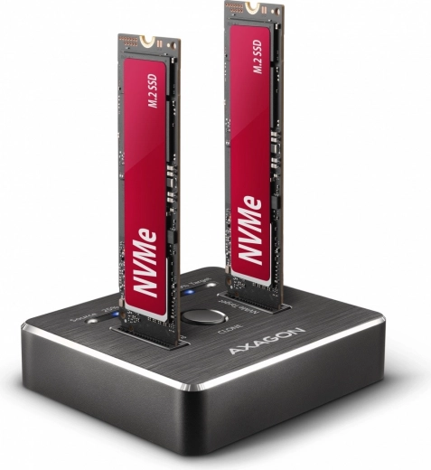 AXAGON dokkoló állomás dupla NVMe lemez klónozására USB-C