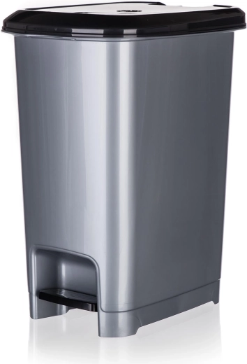 Step pedálos szemetes 15 l, téglalap alakú, szürke