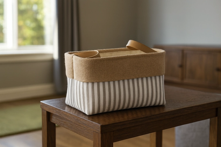 Textil tárolókosár csíkokkal 20 × 30 × 18 cm