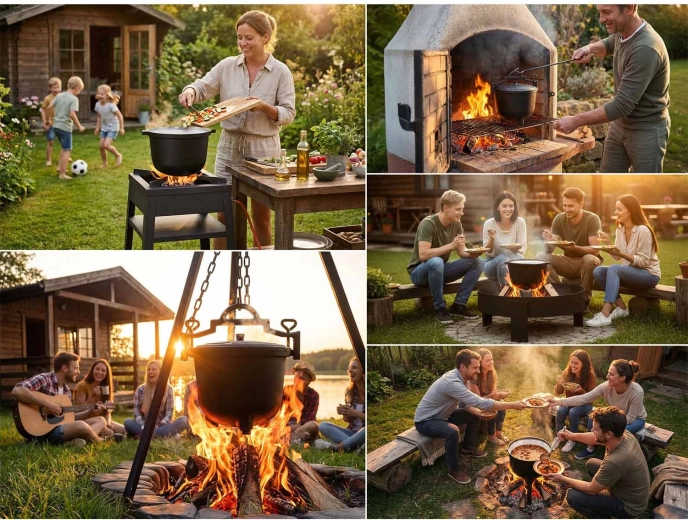 Sokoldalú használat: tűz, grill és gázfőzőlap