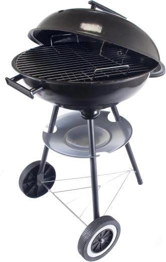 Kerek kerti faszenes grill 40 cm fedővel, fekete