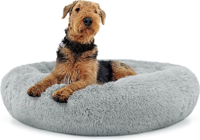 Univerzális plüss fekhely kutyáknak és macskáknak, 80 cm - világosszürke