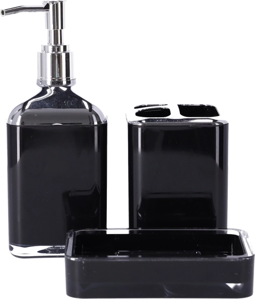 BERRETTI 3 részes fürdőszobai készlet, fekete + króm