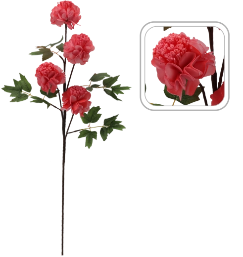 Dekoratív cseresznyevirág – fehér ág 4 virággal, 94 cm