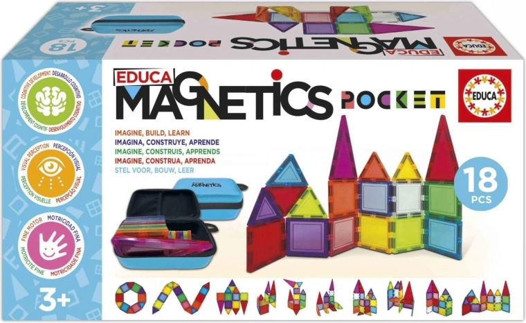 Educa mágneses építőjáték Magnetics tokban, 18 darab