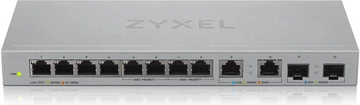 Felügyelet nélküli multigigabites switch 12× porttal, 2× 2,5G és 2× SFP+ ZYXEL XGS1010-12
