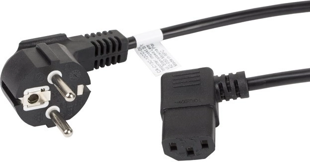 Lanberg Schuko–IEC C13 tápkábel derékszögű csatlakozóval, 3 m