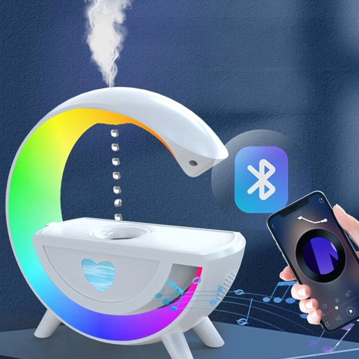 Antigravitációs párásító aromaterápiával, RGB éjjeli lámpával és Bluetooth hangszóróval