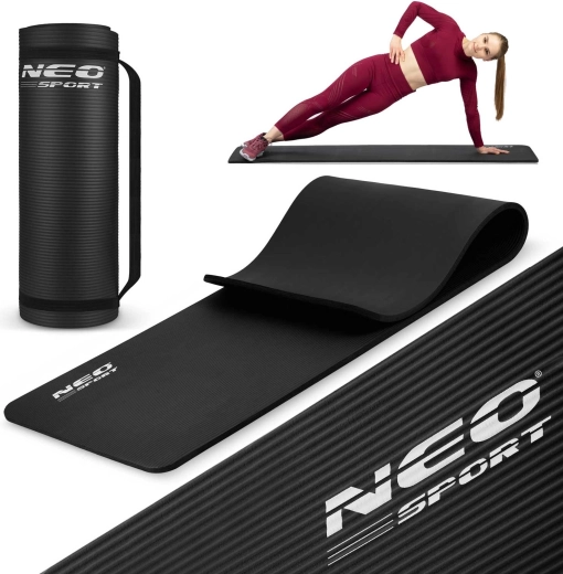 Neo Sport fitnesz szőnyeg 183 × 60 cm, extra vastag, fekete