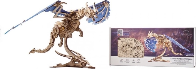 UGEARS mechanikus 3D puzzle szélvész sárkány, 320 darab