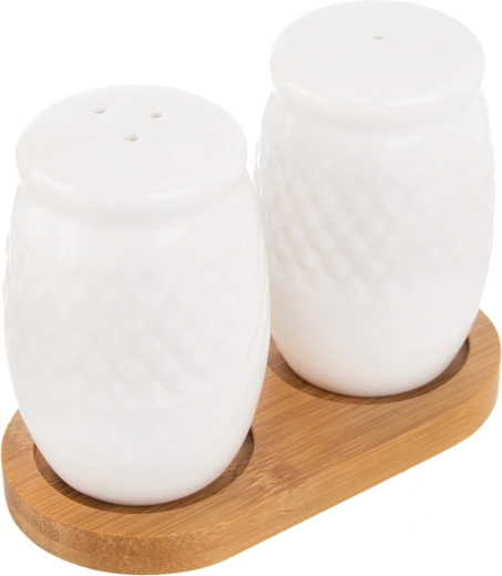 Porcelán só- és borsszóró bambusz állvánnyal Orion Whiteline – 3 db