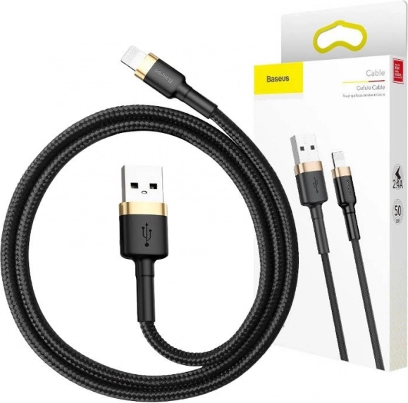 Baseus Cafule töltő- és adatkábel USB–Lightning 3 m 2.4A fekete–arany
