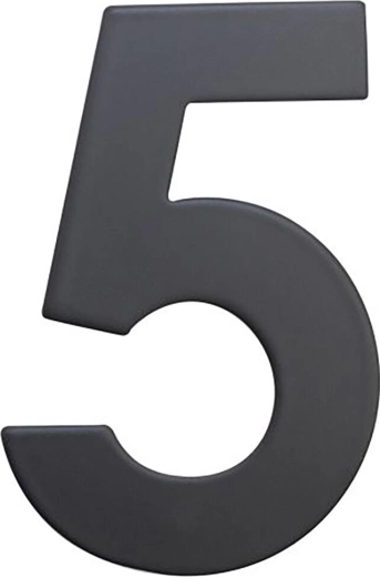 Házszám 5, 75 mm, rozsdamentes acél, matt fekete