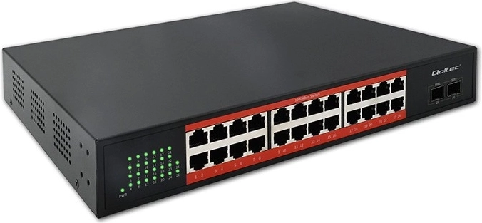 Gigabites hálózati switch 24× RJ45 és 2× SFP 1 Gb/s