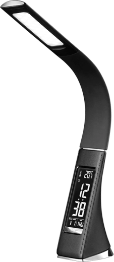 Solight LED asztali lámpa kijelzővel, 6 W, 4100 K, fekete