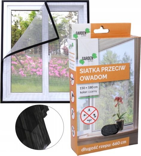 Rovarháló ablakokra 150 × 180 cm, fekete