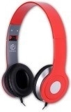 Városi piros sztereó fejhallgató mikrofonnal