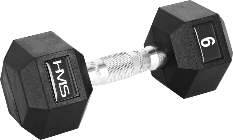 HMS Hexagonális gumírozott kézisúlyzó Hex Pro 9 kg