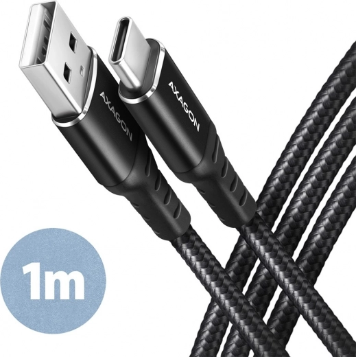 USB kábel Axagon USB-C na USB-A, 1m, fekete