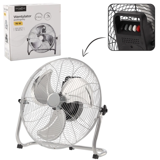 Ezüst színű álló ventilátor 70 W