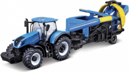 Bburago Farmland traktor New Holland T7.315 HD kultivátorral 10 cm