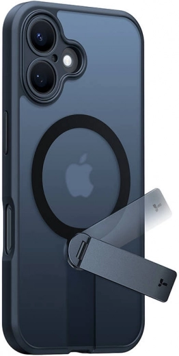 TORRAS Pstand Spin forgatható állvánnyal ellátott tok iPhone 16-hoz, fekete