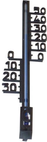 Kültéri hőmérő tiplikkel, 27 cm, fekete műanyag