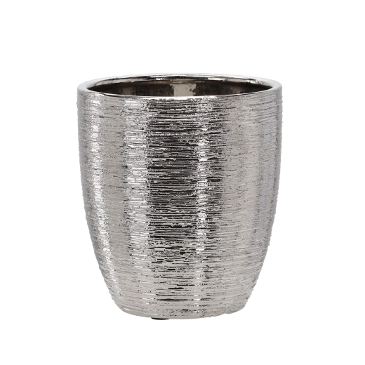 Kerámia kaspó 25 × 25 × 25 cm, ezüst