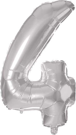 TORO ezüst fólia léggömb 4-es szám, 30 cm