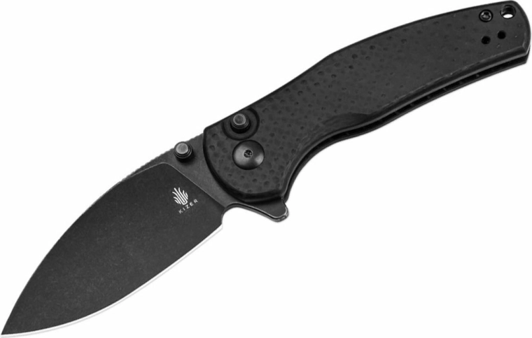 Kizer Mini Grouper zsebkés 8 cm, Black Stonewash, fekete G10