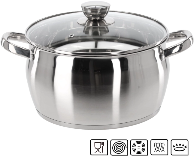 Rozsdamentes acél fazék fedővel Belly 5 l 24 cm