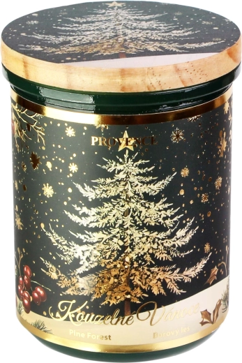 Karácsonyi üveg gyertya üveg tetővel, zöld 240 g