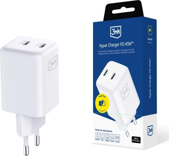3MK Hyper Charger PD 45W GaN fehér hálózati töltő
