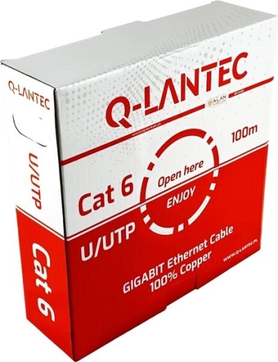 Q-LANTEC U/UTP Cat.6 PVC Eca adatkábel, 100 m