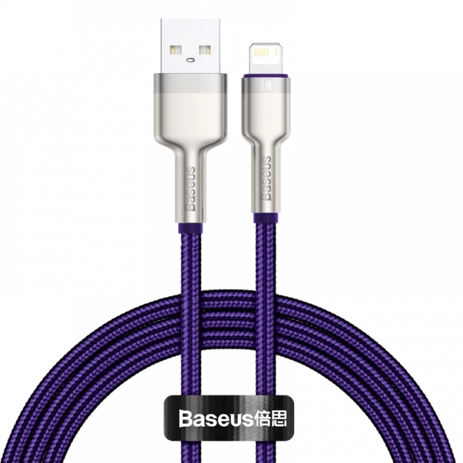 Baseus Cafule fonott USB–Lightning kábel 1 m, 2,4 A, lila