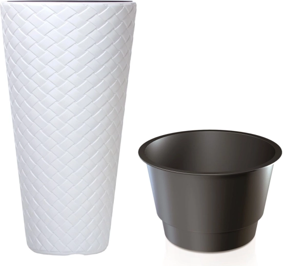 Matuba Slim virágcserép betéttel, 30 cm, fehér