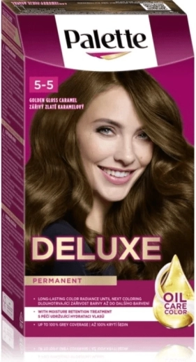 Palette Deluxe 5-5 ragyogó arany karamell 50 ml – tartós hajfesték
