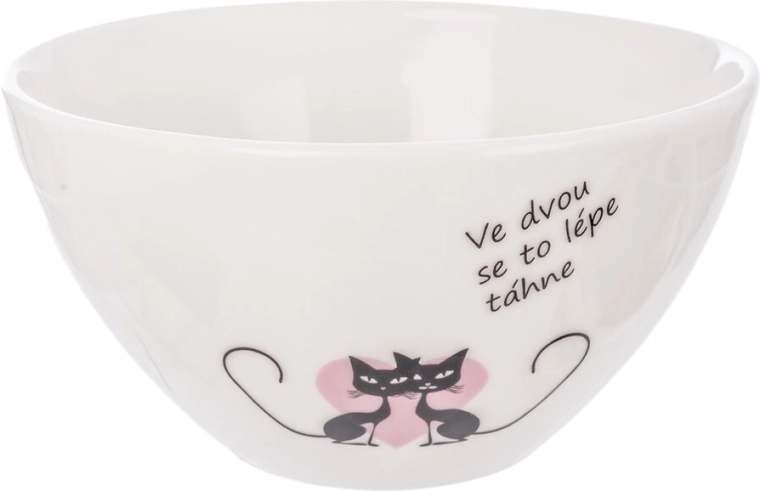 Fehér porcelántál macska mintával 460 ml
