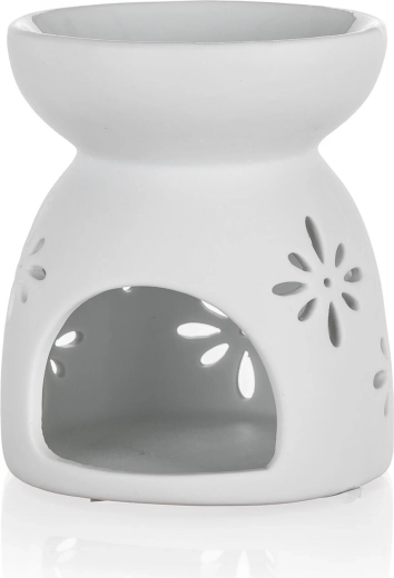Porcelán illatlámpa hópelyhekkel 8 × 9 cm, fehér