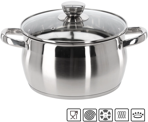 Belly rozsdamentes acél lábas fedővel, 4 l, 22 cm