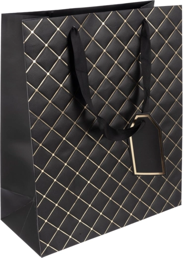 Ajándék papírtáska Quilt fekete 26 × 12 × 32 cm