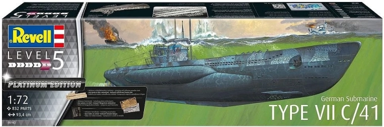 1:72 méretarányú német Type VII C/41 tengeralattjáró műanyag makettje